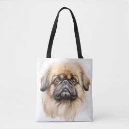 SCHATTIGE TAN PEKINGESE PUPPY DOG TOTE BAG