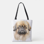 SCHATTIGE TAN PEKINGESE PUPPY DOG TOTE BAG (Achterkant)