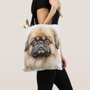 SCHATTIGE TAN PEKINGESE PUPPY DOG TOTE BAG