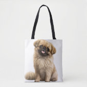 SCHATTIGE TAN PEKINGESE PUPPY DOG TOTE BAG (Voorkant)