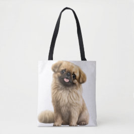 SCHATTIGE TAN PEKINGESE PUPPY DOG TOTE BAG