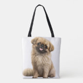 SCHATTIGE TAN PEKINGESE PUPPY DOG TOTE BAG (Achterkant)