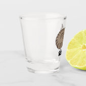 Schattige Tan Tabby Kitten Slaapnaamtag Shot Glas (Links)