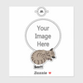 Schattige Tan Tabby Kitten Slaapnaamtag Sticker (Vel)
