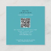 Schattige Tand Blauwgroen Mint Tandarts QR Code So Vierkante Visitekaartje (Achterkant)