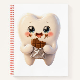 Schattige Tand die Chocolade Eet Spiraal Notebook. Notitieboek