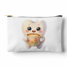 Schattige Tand Drinkt Koffie Kawaii Kleine Beurs