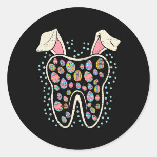 Schattige Tand Konijn Pasen Grappige Tanden Tandar Ronde Sticker