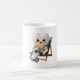 Schattige Tand Ontspant op Strand Koffiemok | Leuk
