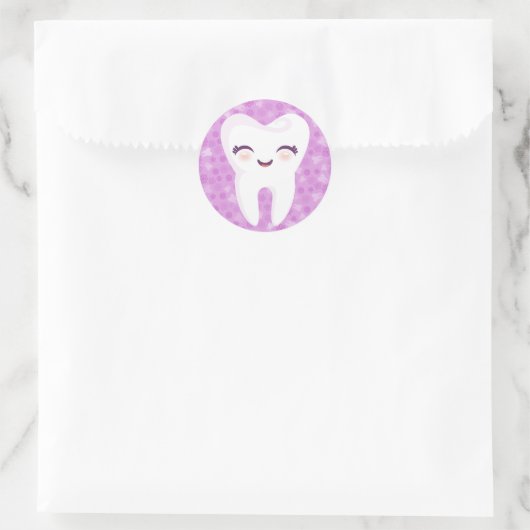 Schattige Tand - Paarse Stickers (Tas)