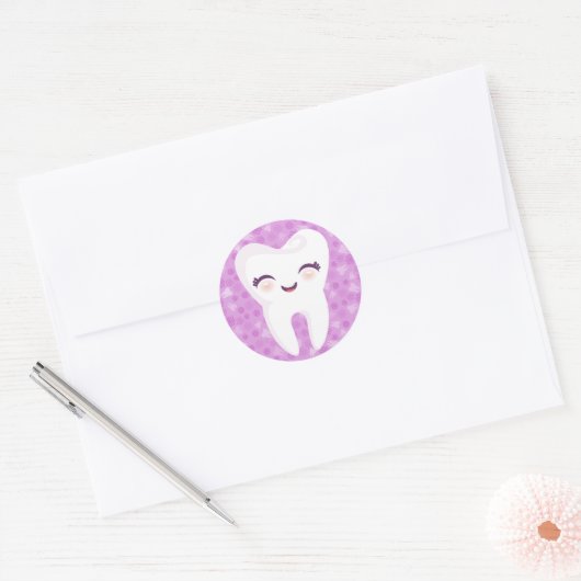 Schattige Tand - Paarse Stickers (Envelop)