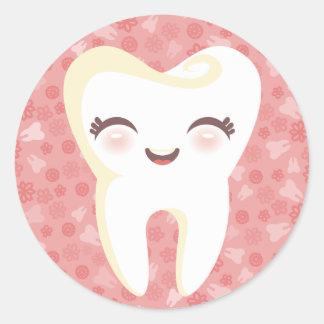 Schattige Tand - Roze Stickers