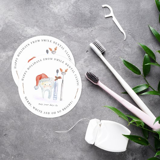Schattige tand | Tandheelkundige kliniek Kerstvaka Ronde Sticker