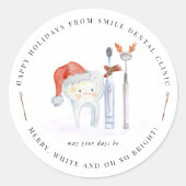 Schattige tand | Tandheelkundige kliniek Kerstvaka Ronde Sticker (Voorkant)