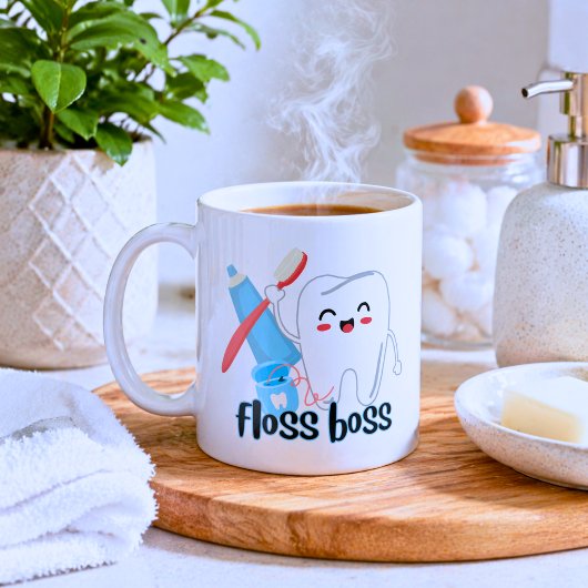 Schattige Tandarts Floss Baas Koffiemok