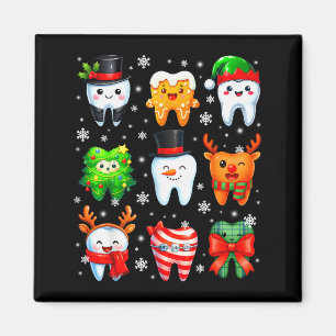 Schattige Tandarts Tand Sneeuwman Kerstmis Xmas Ma Magneet