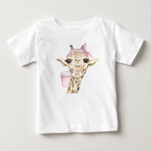 SCHATTIGE TANDE GIRAF ROZE HOED EN BEKER (Voorkant)