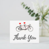 Schattige tandem fietsbruiloft dank u Briefkaart (Staand voorkant)
