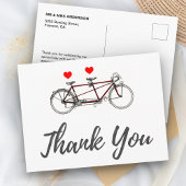 Schattige tandem fietsbruiloft dank u Briefkaart