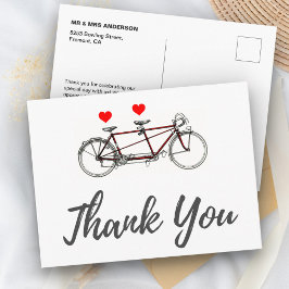  Schattige tandem fietsbruiloft dank u Briefkaart
