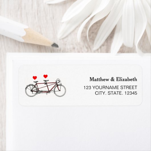  Schattige tandem fietsbruiloft Etiket (Insitu)
