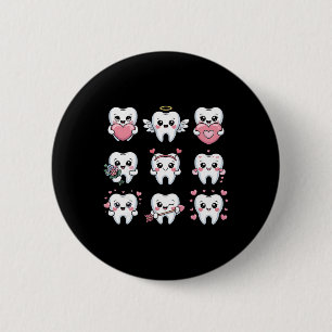 Schattige Tanden Valentijnshart Tandhygiënist Tand Ronde Button 5,7 Cm