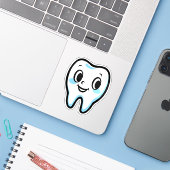 Schattige tandteken sticker (Laptop met iPhone)