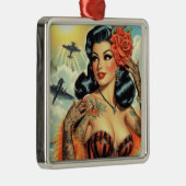  Schattige Tattoo Meisje Metalen Ornament (Rechts)