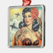  Schattige Tattoo Meisje Metalen Ornament (Links)