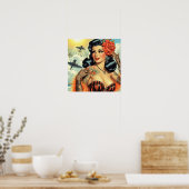  Schattige Tattoo Meisje Poster (Keuken)