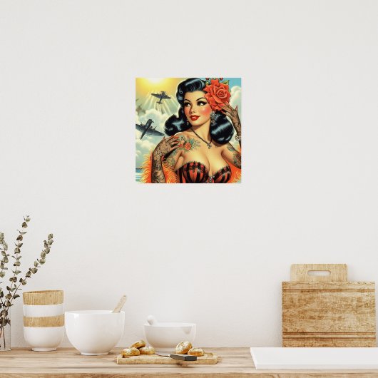  Schattige Tattoo Meisje Poster (Keuken)