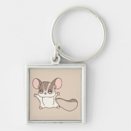 Schattige Taupe Suikereekhoorn Cartoon Sleutelhanger