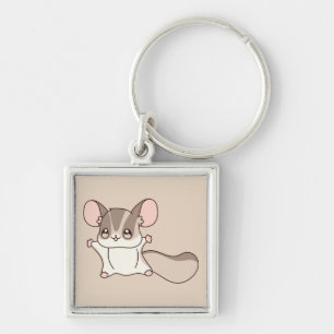 Schattige Taupe Suikereekhoorn Cartoon Sleutelhanger