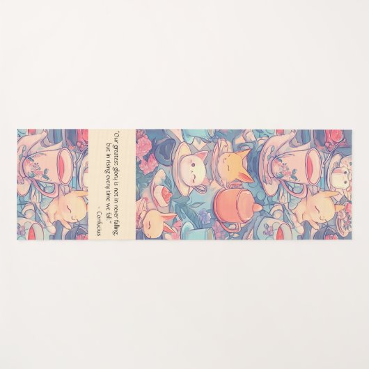 Schattige Tea Party Doodle Yogamat (Voorkant (horizontaal))