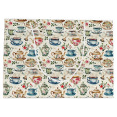 Schattige Tea Party Tegelpatroon Groot Cadeauzakje (Achterkant)