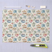 Schattige Tea Party Tegelpatroon Tissuepapier (Craft)