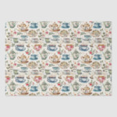 Schattige Tea Party Tegelpatroon Tissuepapier (Voorkant)