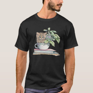 Schattige Tea Sipping Katten en geïllustreerd Teac T-shirt