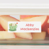 Schattige Teabag Cup stripfiguur gepersonaliseerd Labels (Aangebracht)