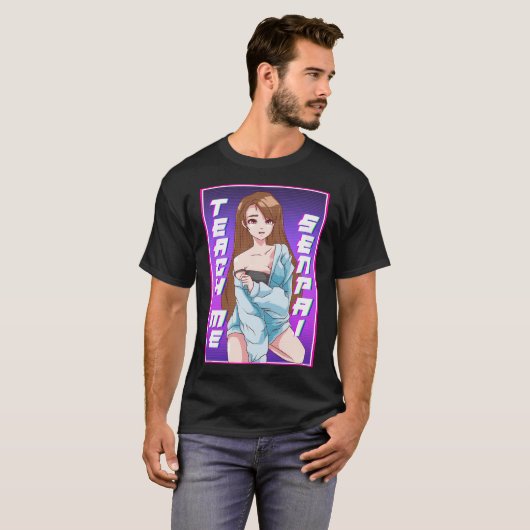 Schattige Teach Me Senpai Anime Girl Japans Kawaii T-shirt (Voorkant volledig)