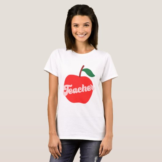 Schattige Teacher Apple T-shirt (Voorkant volledig)