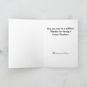 Schattige Teacher Appreciation Wenskaart Bedankkaart (Binnen)