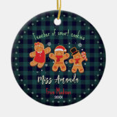 Schattige Teacher Christmas gingerbread baffalo pl Keramisch Ornament (Voorkant)