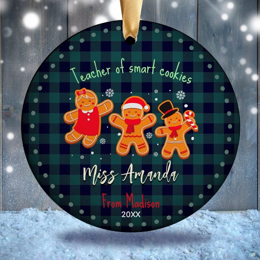 Schattige Teacher Christmas gingerbread baffalo pl Keramisch Ornament
