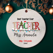 Schattige Teacher Christmas groen rood baffalo pla Keramisch Ornament