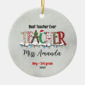 Schattige Teacher Christmas groen rood baffalo pla Keramisch Ornament (Voorkant)