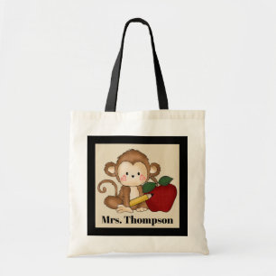 Schattige Teacher Monkey voeg naam toe tas