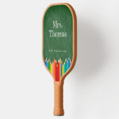 Schattige Teacher schoolbord Gekleurde potloden Pickleball Paddle (Links)