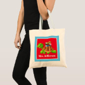 Schattige Teacher's School schildpad naam toevoege Tote Bag (Voorkant (product))
