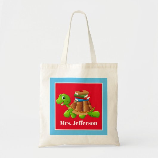 Schattige Teacher's School schildpad naam toevoege Tote Bag (Voorkant)